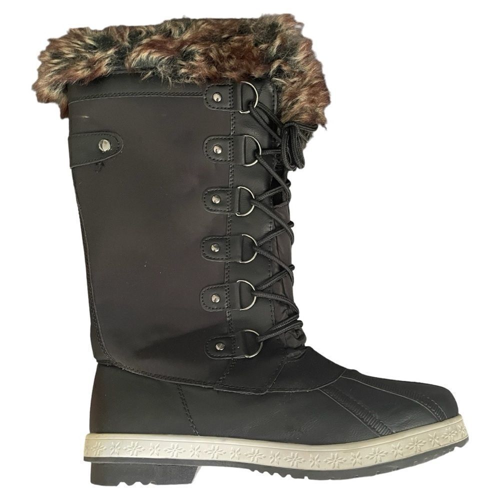JustFab Solene Boots. 8.5 Black with fur